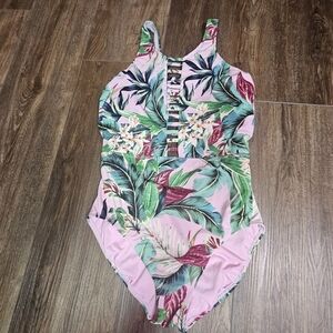 Beach Betty Womens Floral One Piece Swimsuit Sz L